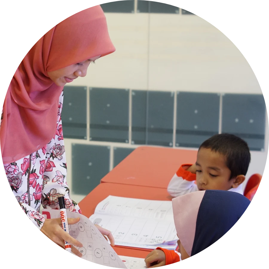 Teacher with student